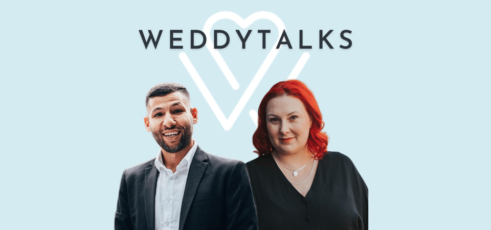 Das Weddingytalks-Logo mit einem Mann und einer Frau davor.