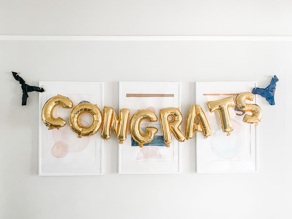 Lutftballons Congrats in gold