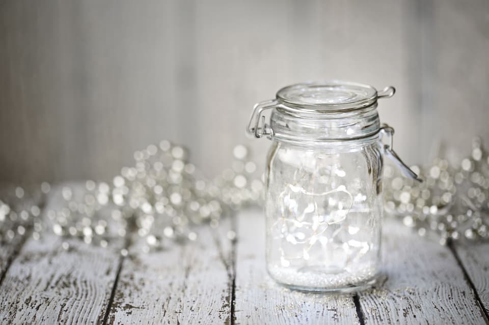 Fairy Lights in einem Einmachglas