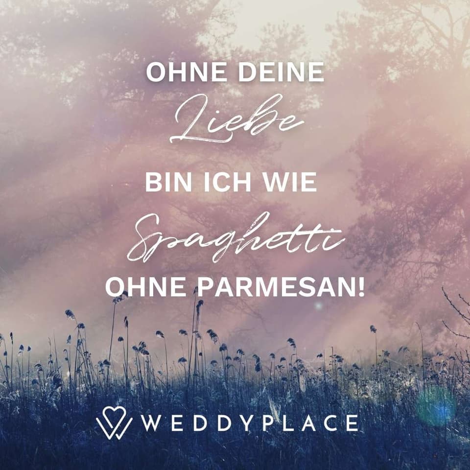Liebessprüche: Ohne Deine Liebe bin ich wie Spaghetti ohne Parmesan