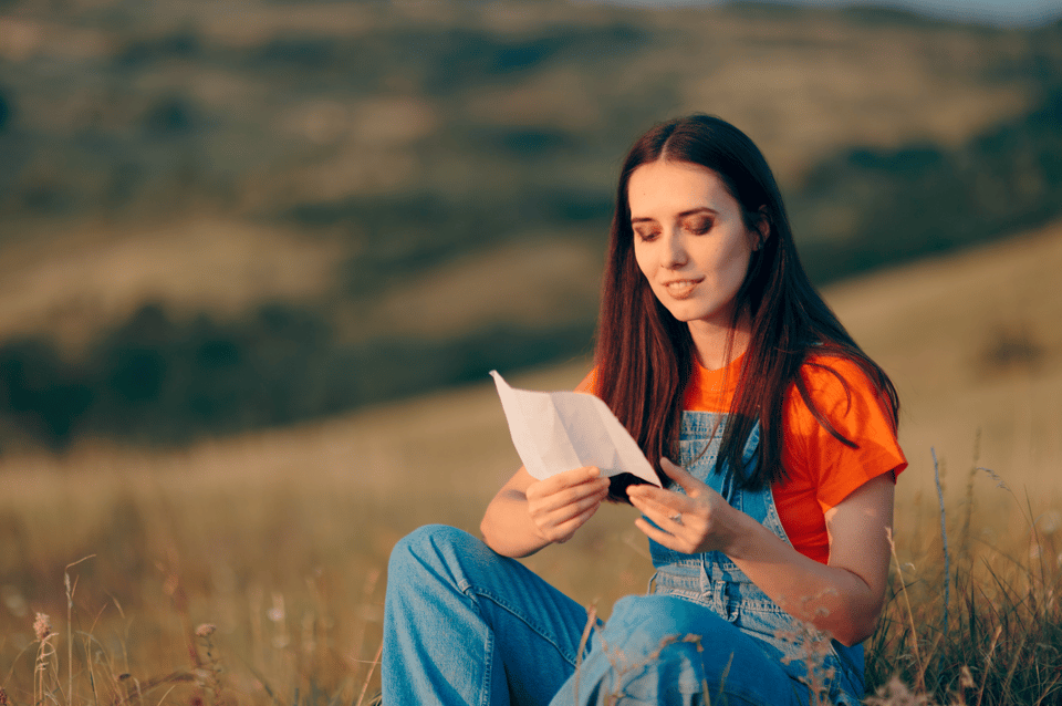 Beim Liebesbrief lesen die Augen mit dem Herz