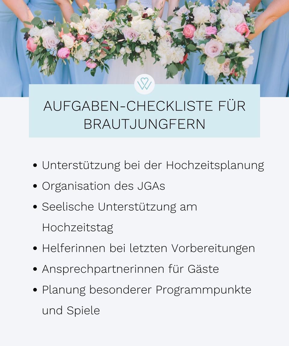 Brautjungfer Aufgaben als Checkliste