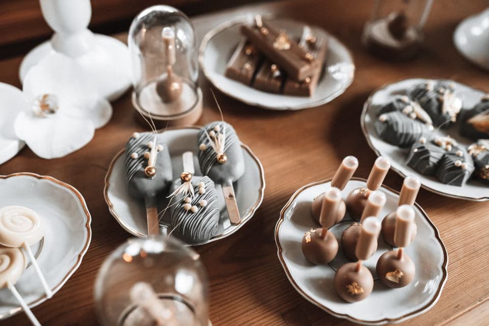 Candybar mit verschiedenen Schokoladensorten