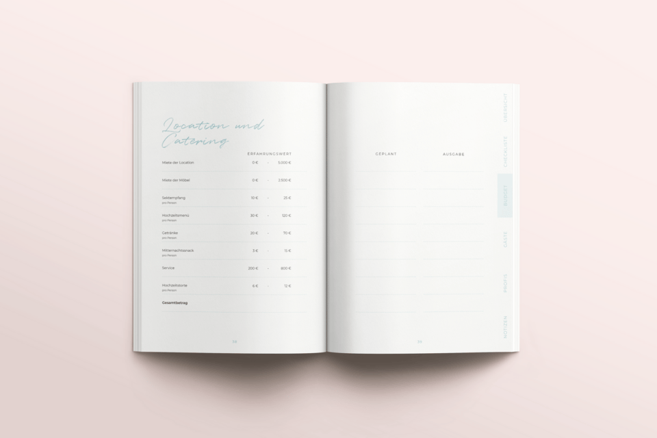 Budgetplaner im Hochzeitsplaner Buch