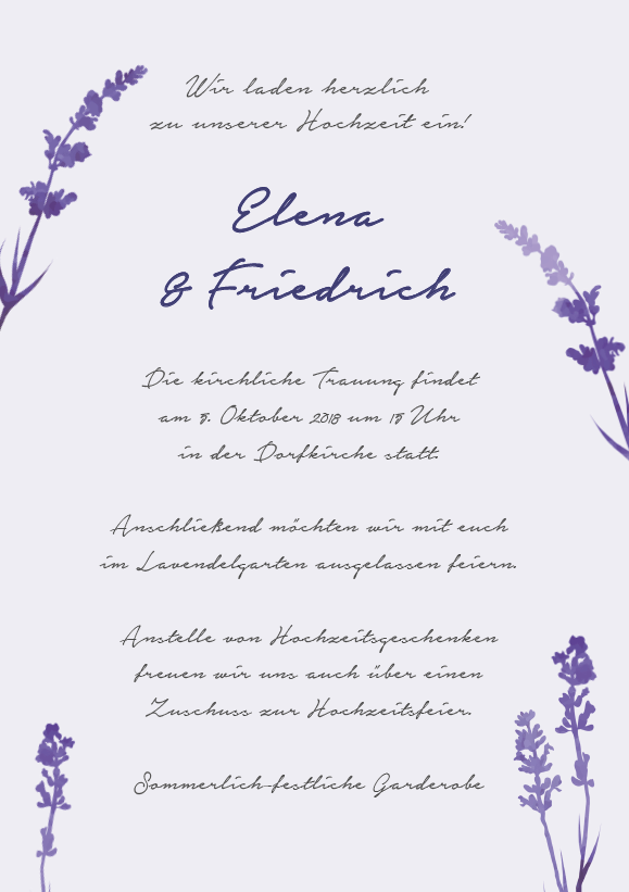 Mustertext für eine Einladungskarte