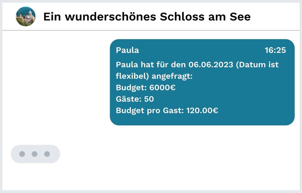 Anfrage Hochzeitslocation Vorlage