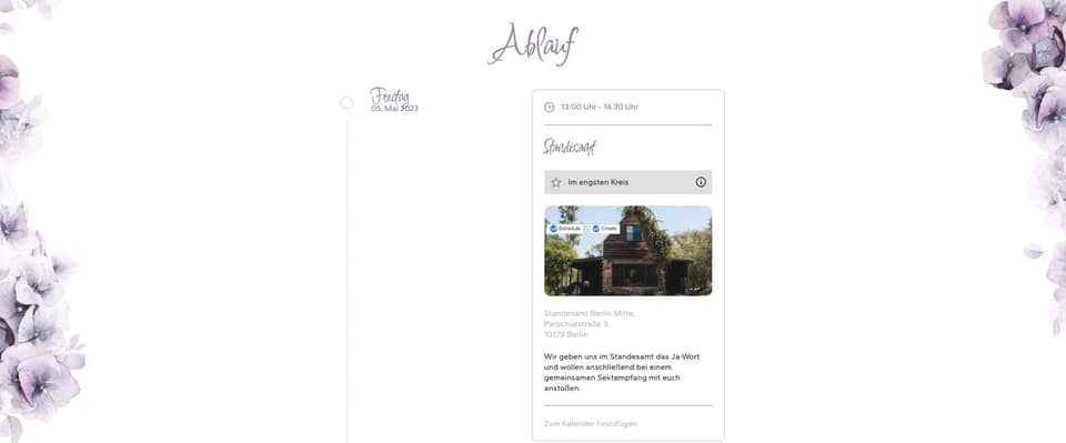 Traumhafte Hortensien sorgen für einen echten Hingucker auf dieser Hochzeitshomepage