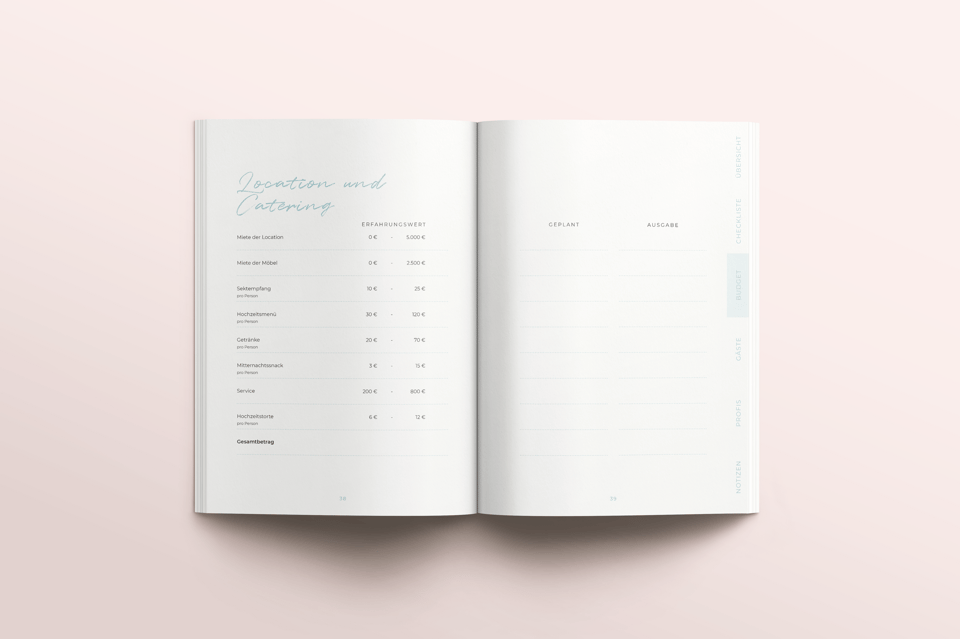 Budgetplaner im Hochzeitsplaner Buch